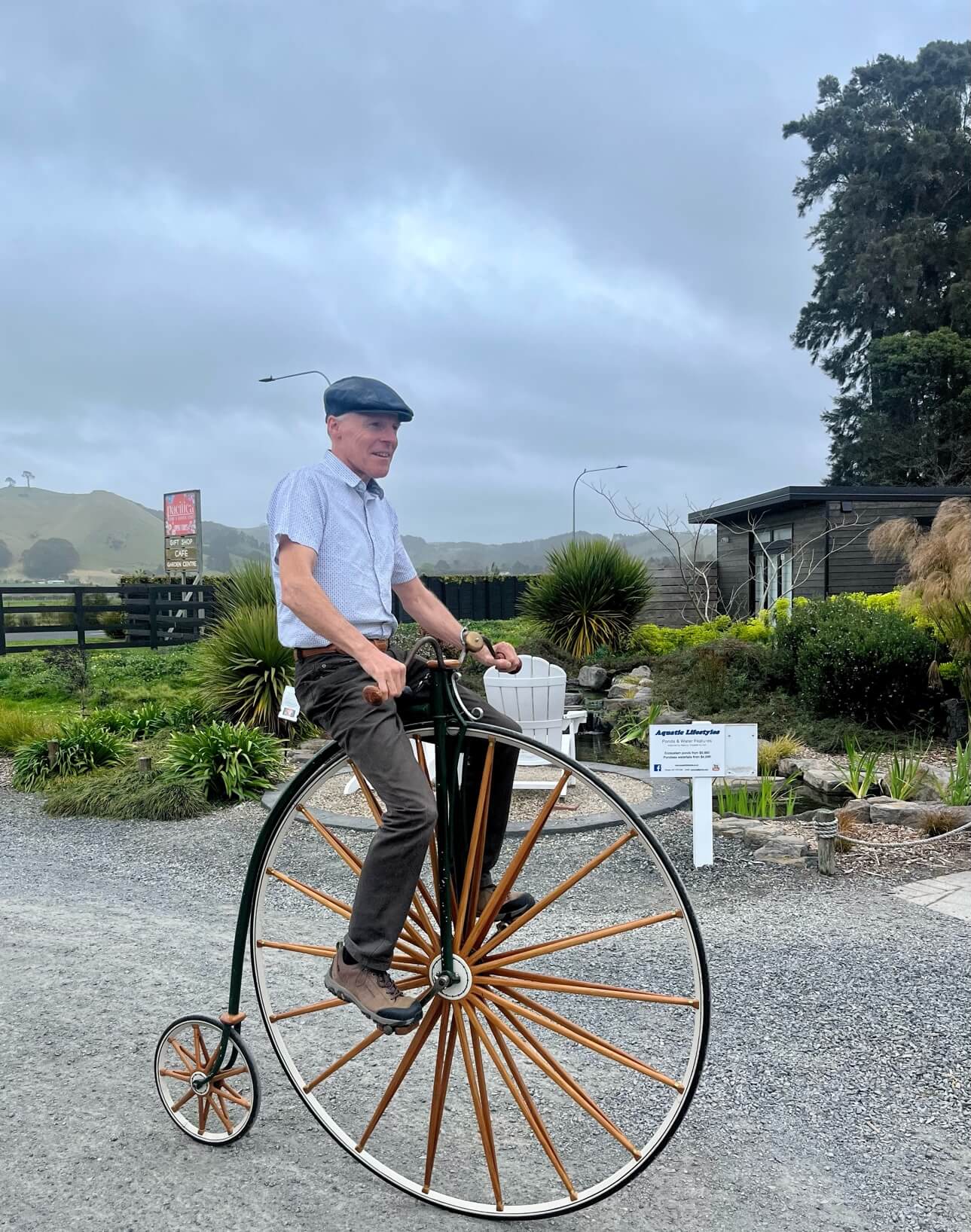 Attendee on penny-farthing